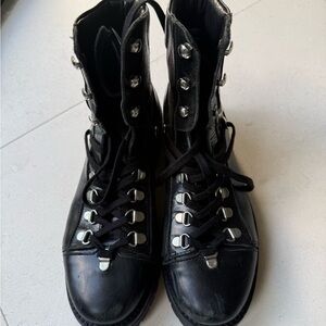 All Saints Black Leather Combat Boots